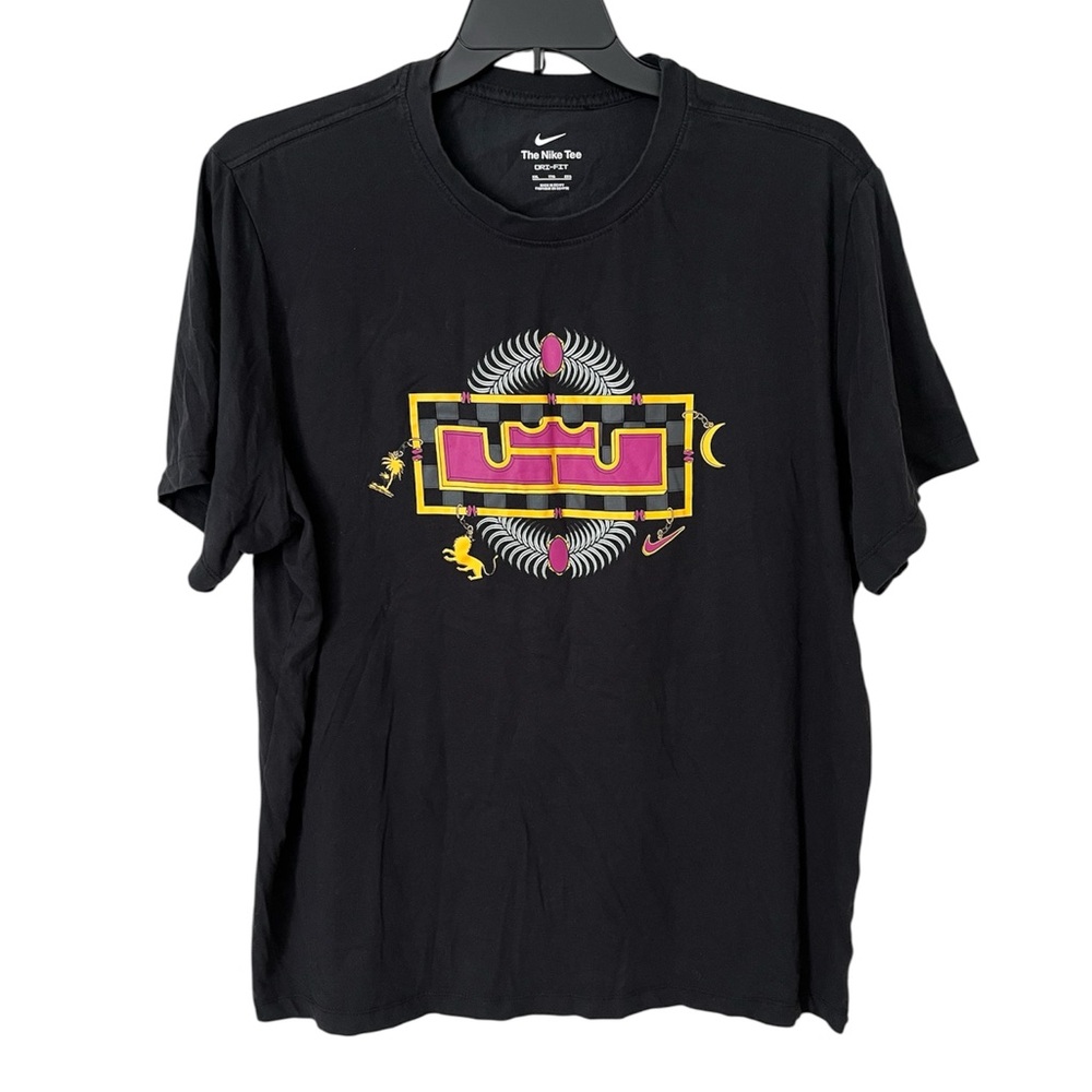 Nike Dri-Fit LeBron James Graphic T-Shirt Men's 2XL Black Cotton Blend Crew Neck